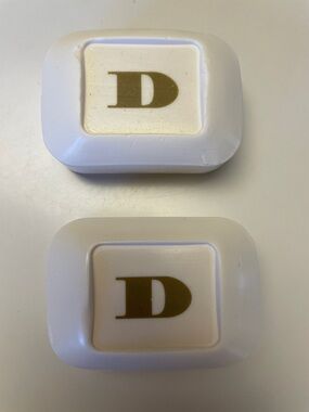 White Rectangular Soaps with Gold 'D' Logo - Set of 2
